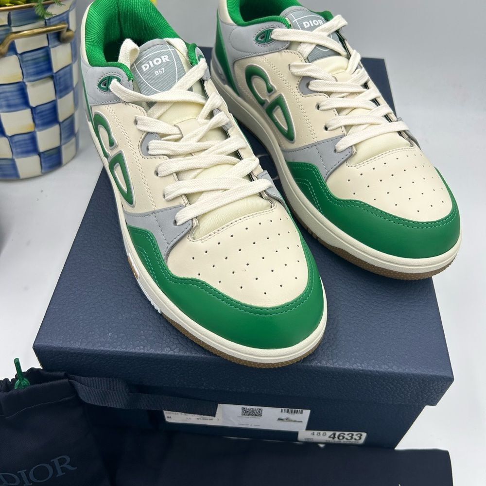 Men's Dior B 57 dribble low top leather sneakers size 44 made in Italy - Picture 4 of 15